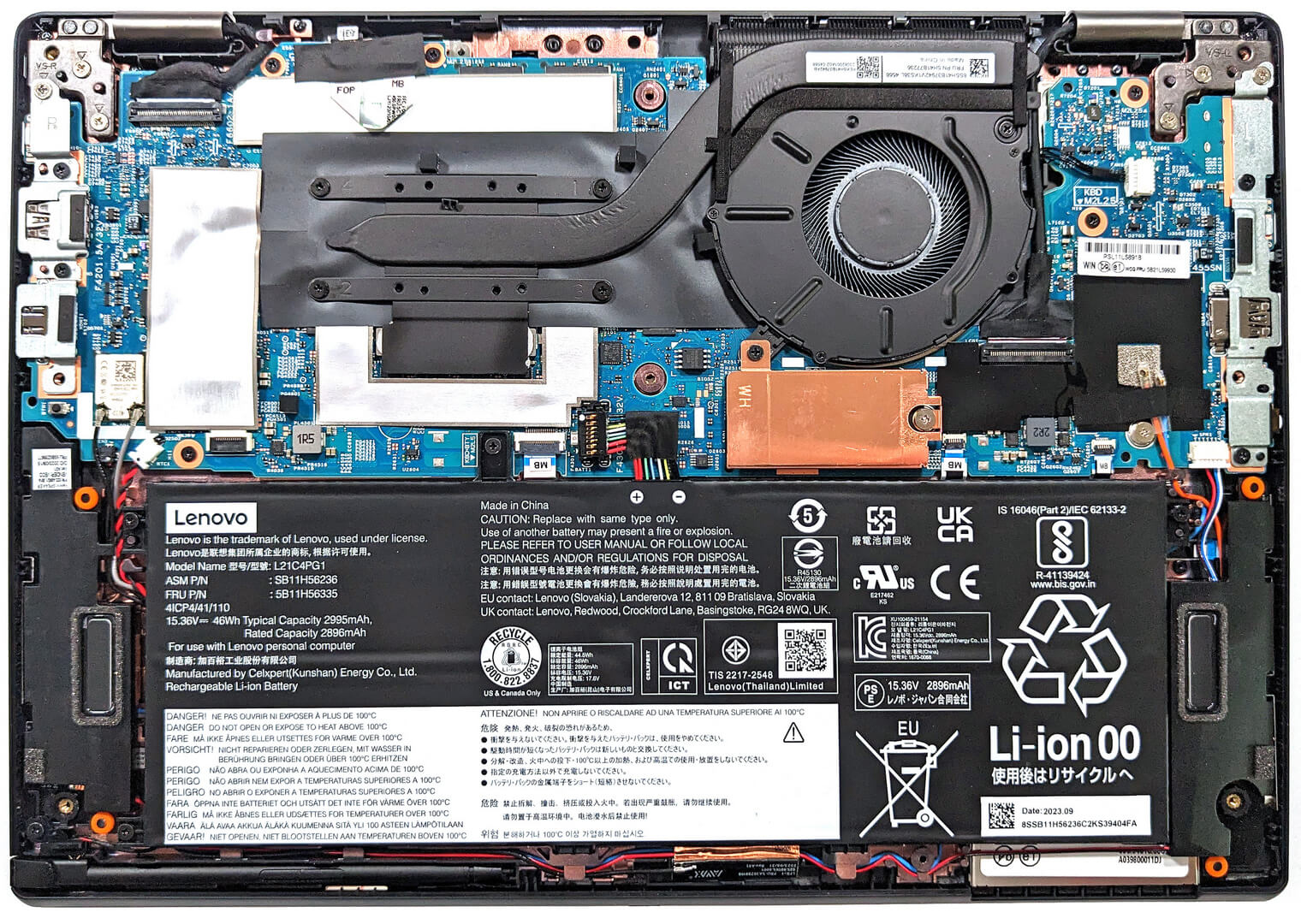 Internal Photo of Lenovo Thinkpad L13 Yoga Gen 3 / L13 Yoga Gen 4 LCD Rear Top Lid Back Cover A case 5M11L64892 (ThinkPad L13 Yoga Gen 4)